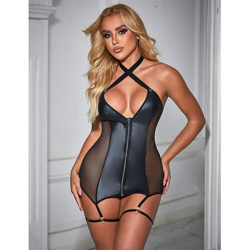 SUBBLIME - 954444 ROBE SEXY EN MAILLE CUIR NOIR S/M – Image 8
