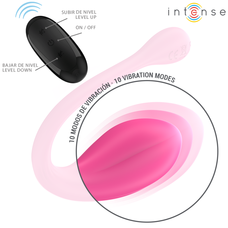INTENSE - JANICE U VIBRATEUR DOUBLE STIMULATION 10 VIBRATIONS ROSE TÉLÉCOMMANDE – Image 3