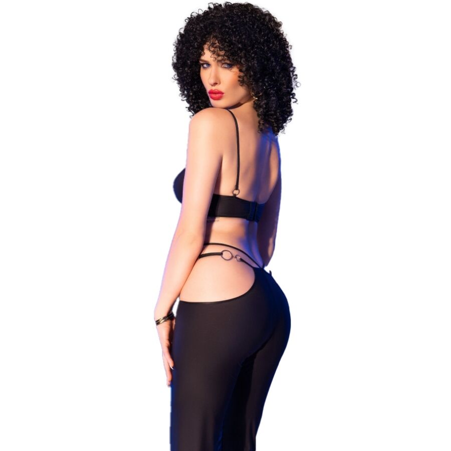 CHILIROSE - CR 4851 ENSEMBLE TOP ET LEGGINGS NOIRS AVEC ACCESSOIRES DORÉS M – Image 2