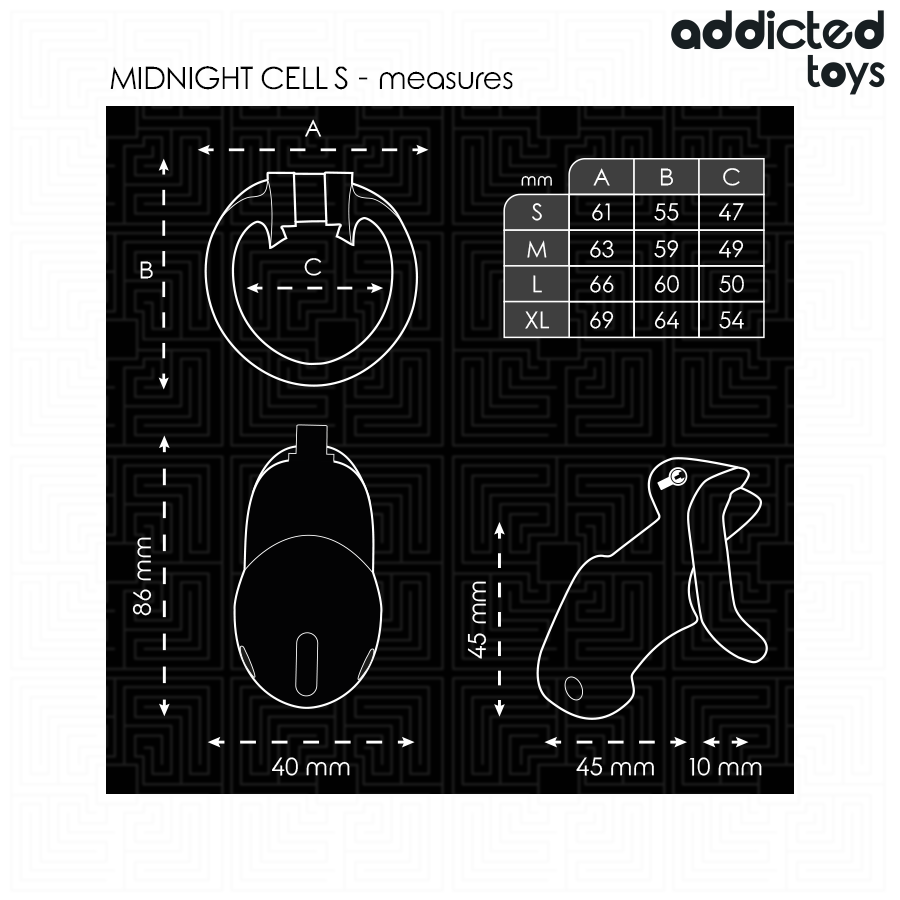 ADDICTED TOYS LOCKED - CAGE À PÉNIS MINDNIGHT CELL TAILLE S 4.8 CM – Image 5