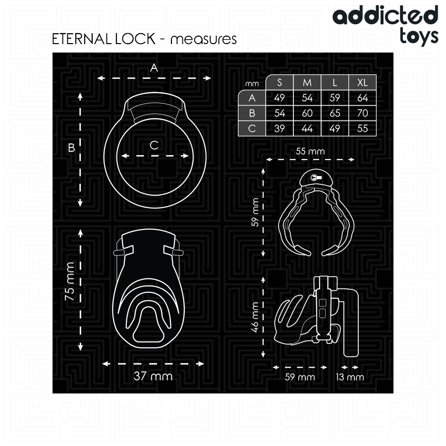 ADDICTED TOYS LOCKED - CAGE À PÉNIS À VERROUILLAGE ÉTERNEL 9 CM – Image 5