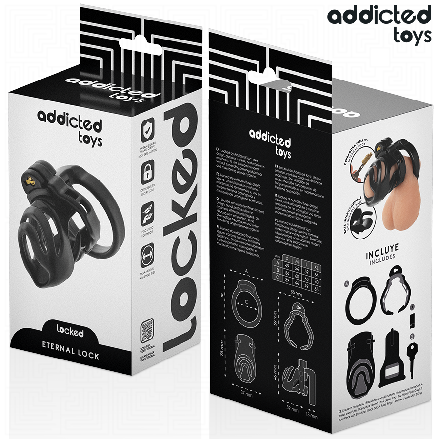 ADDICTED TOYS LOCKED - CAGE À PÉNIS À VERROUILLAGE ÉTERNEL 9 CM – Image 6