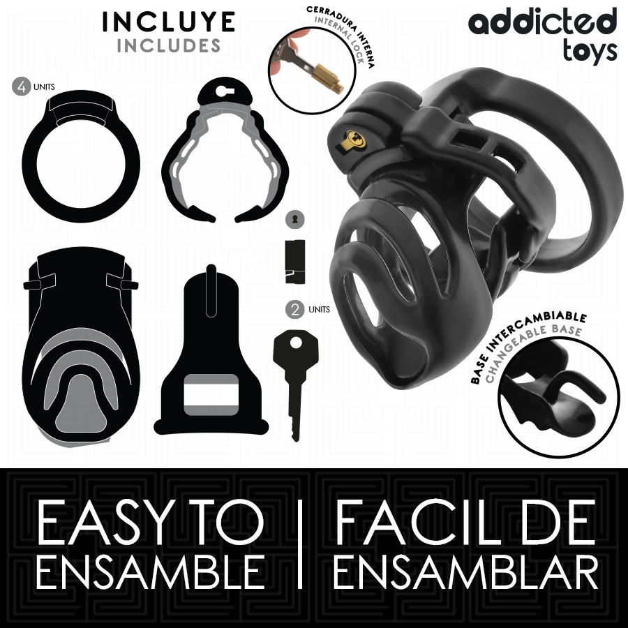 ADDICTED TOYS LOCKED - CAGE À PÉNIS À VERROUILLAGE ÉTERNEL 9 CM – Image 4