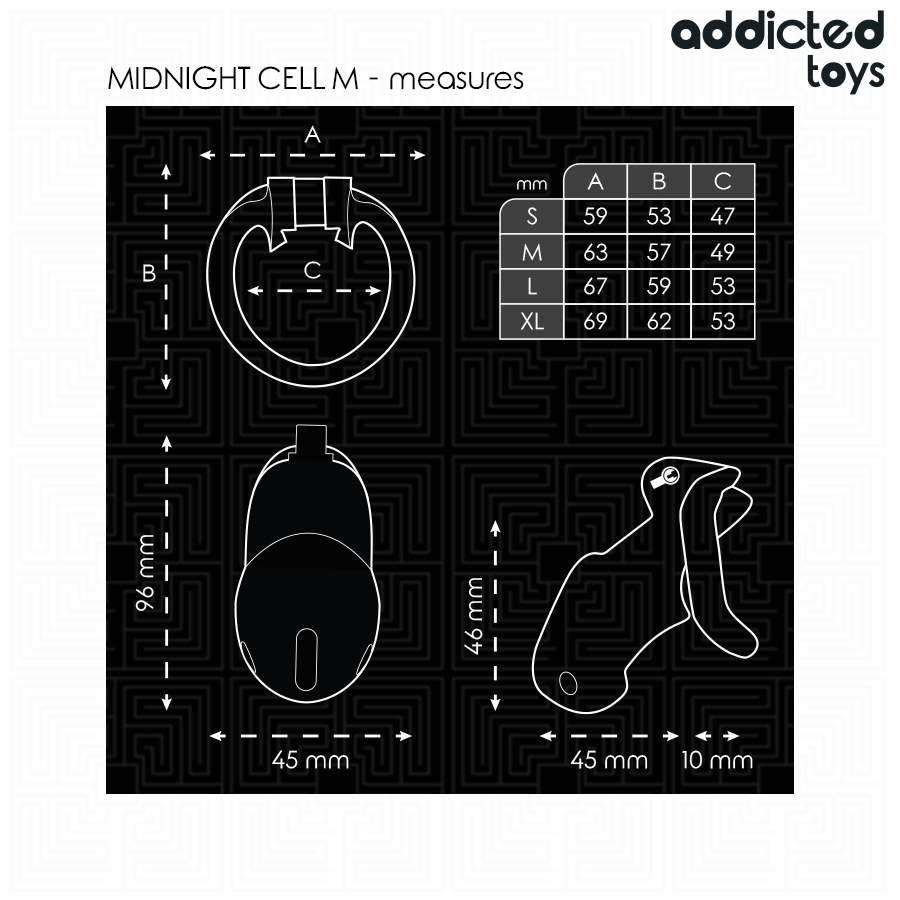 ADDICTED TOYS LOCKED - CAGE À PÉNIS MINDNIGHT CELL 4.2 CM TAILLE M – Image 5
