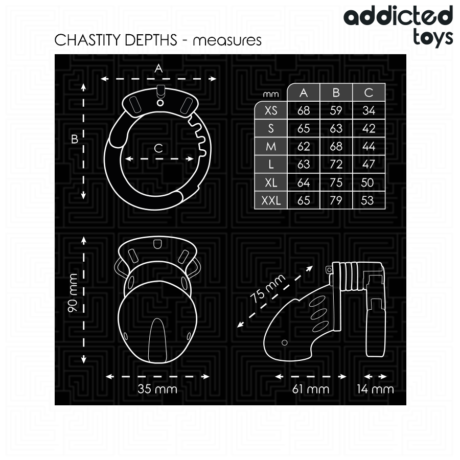 ADDICTED TOYS LOCKED - CAGE À PÉNIS CHASTETÉ PROFONDEUR 7,5 CM – Image 5