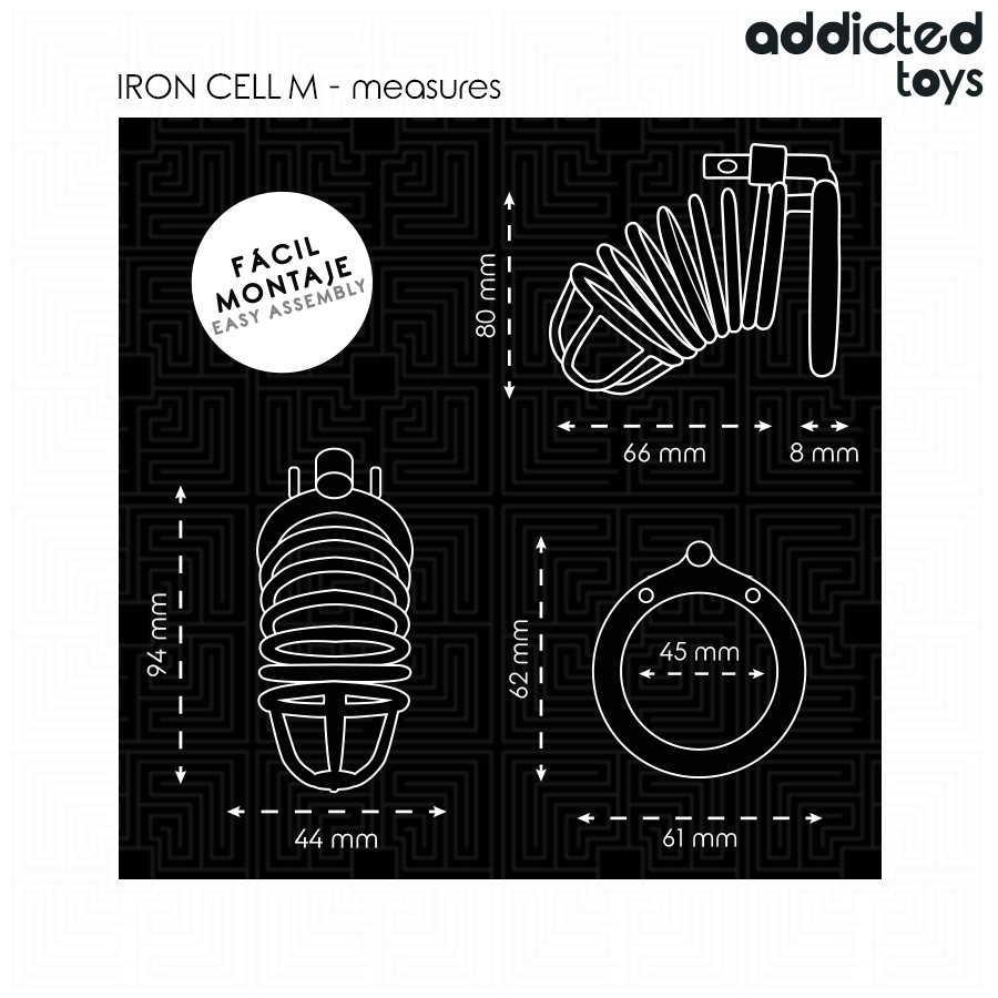 ADDICTED TOYS LOCKED - CAGE À PÉNIS EN MÉTAL IRON CELL TAILLE M – Image 5