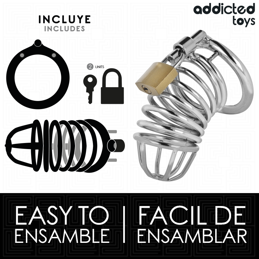 ADDICTED TOYS LOCKED - CAGE À PÉNIS EN MÉTAL IRON CELL TAILLE M – Image 4