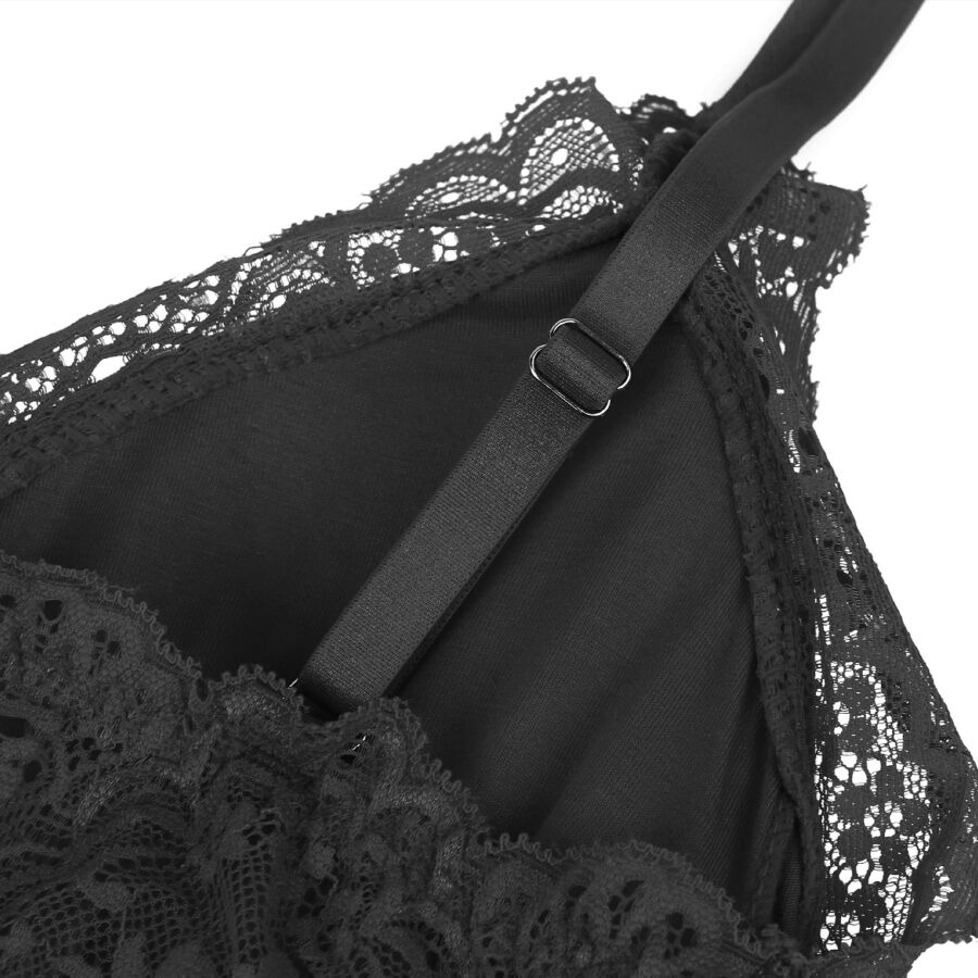 SUBBLIME - TEDDY DÉTAIL DENTELLE FLORALE NOIR L/XL – Image 15