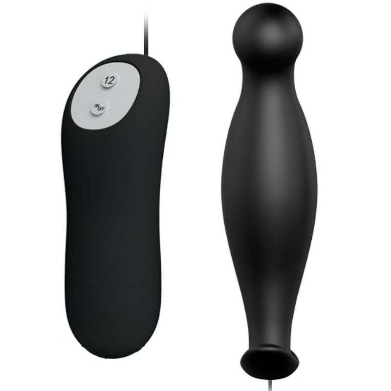 PRETTY LOVE - PLUG ANAL EN SILICONE 12 MODES DE VIBRATION NOIR – Image 2