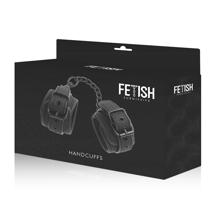 FETISH SUBMISSIVE - MENOTTES EN CUIR VÉGÉTALIEN AVEC DOUBLURE EN NOPRÈNE – Image 9