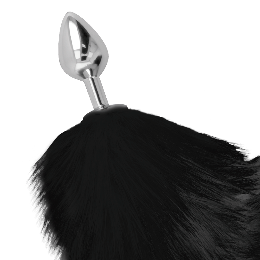 DARKNESS - PLUG ANAL ARGENT 8 CM AVEC QUEUE NOIRE – Image 3