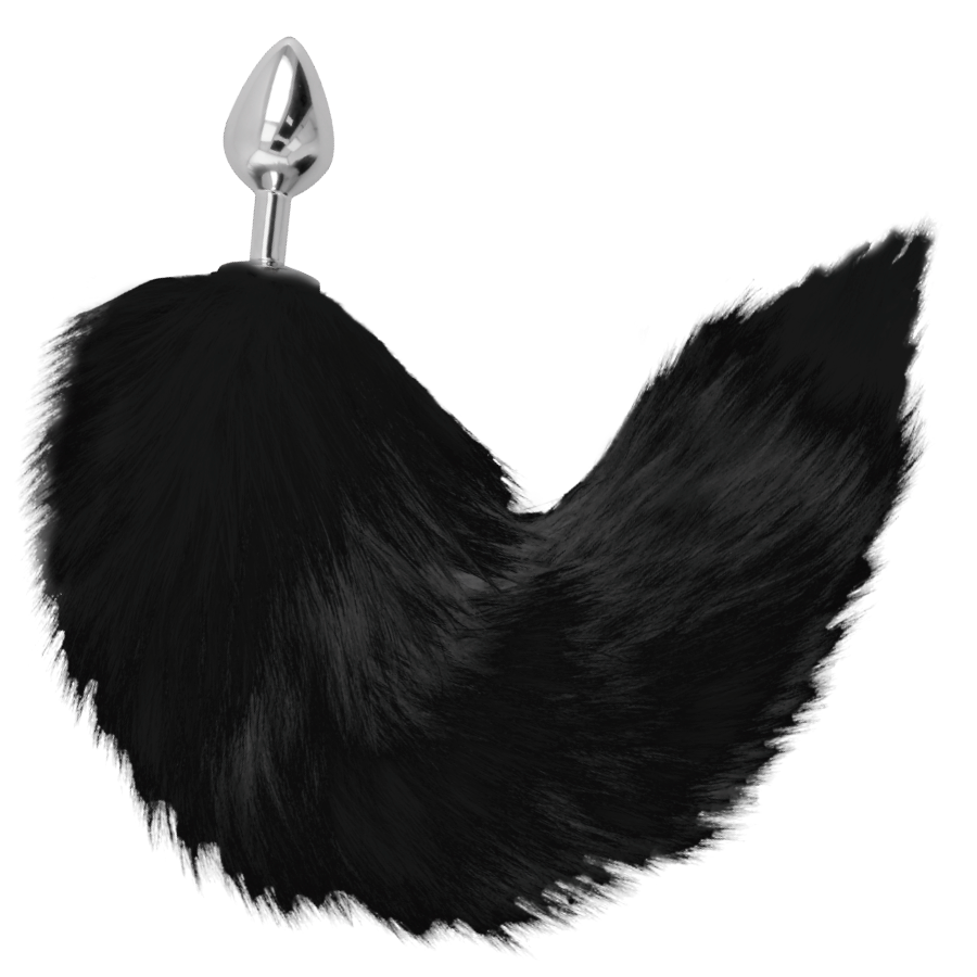 DARKNESS - PLUG ANAL ARGENT 8 CM AVEC QUEUE NOIRE – Image 2