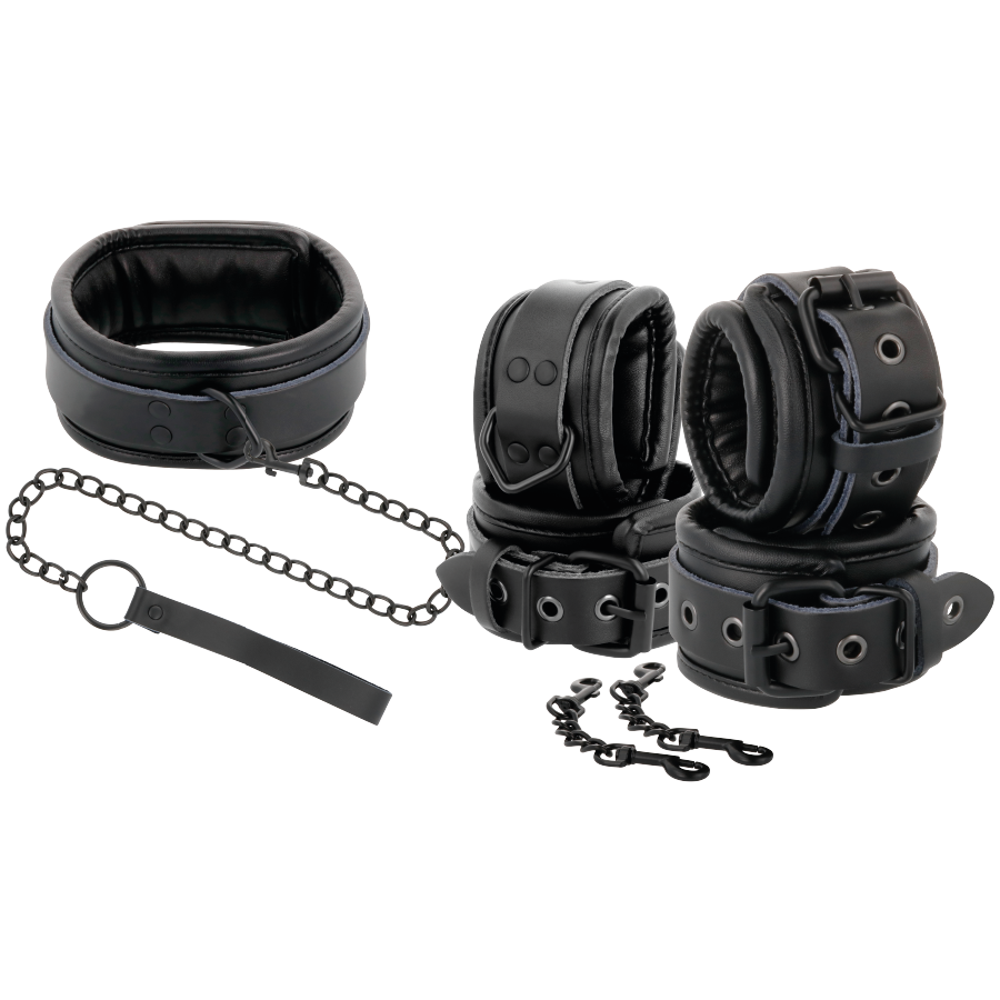 DARKNESS - MENOTTES ET COLLIER EN CUIR NOIR – Image 2