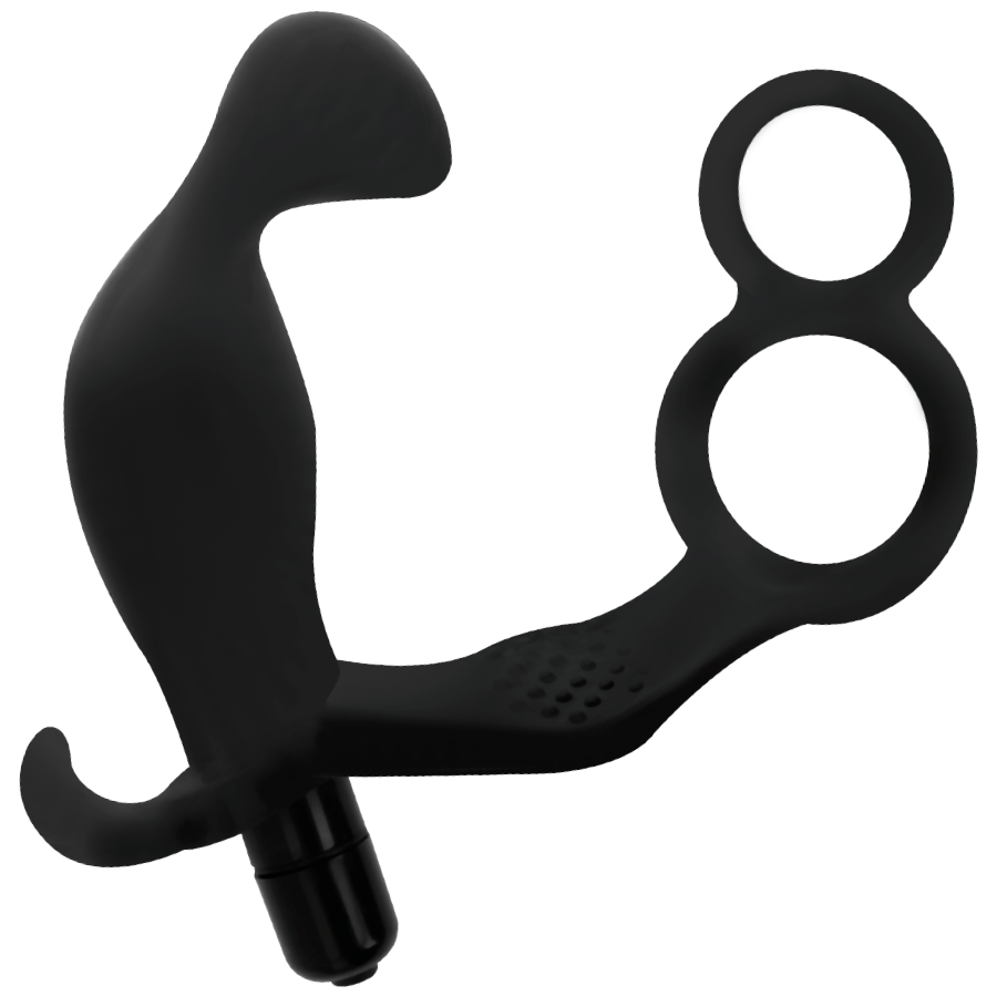 ADDICTED TOYS - PLUG ANAL AVEC DOUBLE ANNEAU PÉNIS ET TESTICULES NOIR – Image 3