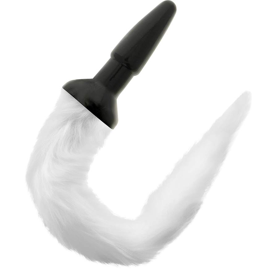 DARKNESS - PLUG ANAL EN SILICONE AVEC QUEUE BLANCHE – Image 2