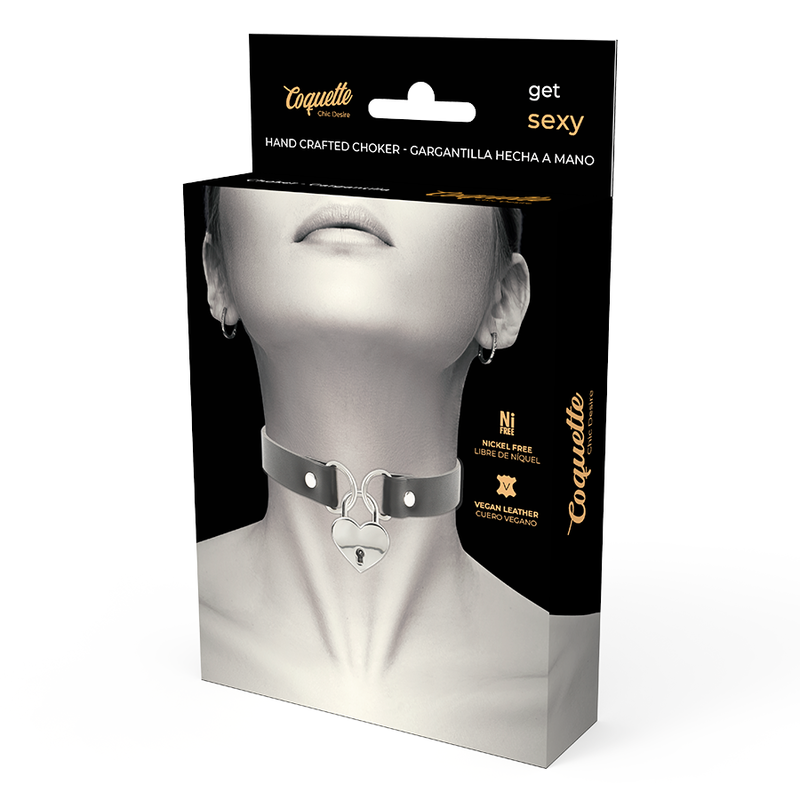 COQUETTE CHIC DESIRE - COLLIER EN CUIR VEGAN AVEC ACCESSOIRE COEUR AVEC CL? – Image 5