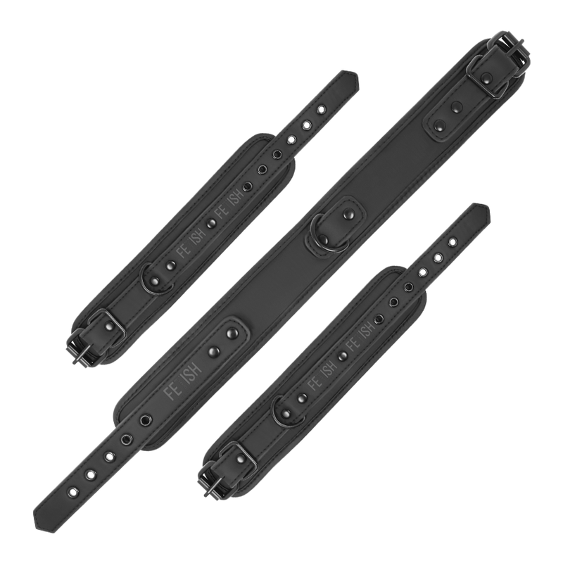 FETISH SUBMISSIVE - COLLIER ET MENOTTES EN CUIR VÉGAN AVEC DOUBLURE EN NOPRÈNE – Image 5
